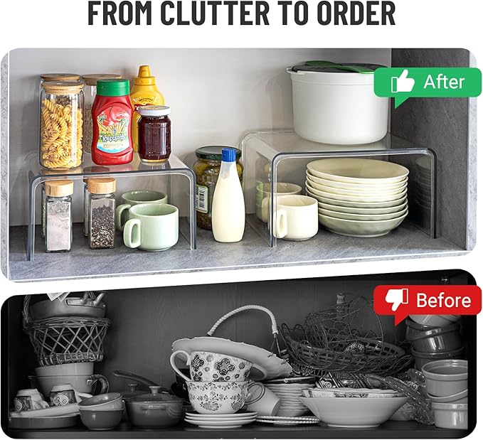 Clear Cabinet Organizer, Shelf Organizer Set of 2 - Image 4