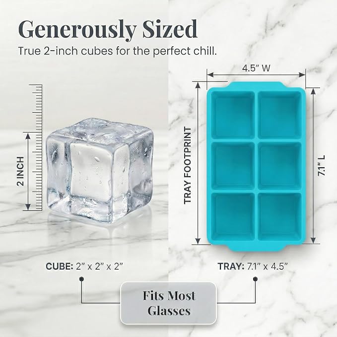 KitchFort Large Silicone Ice Cube Tray, Easy Release 2" Big Ice Cubes - Image 8