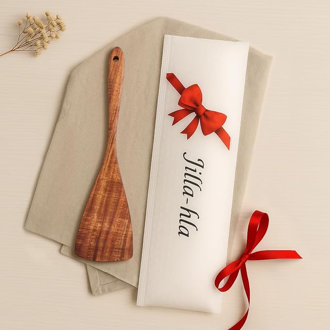 Jilla-hla Wooden Spatula Nonstick Turner Acacia Wood, Long Handle Flat Frying - Image 7