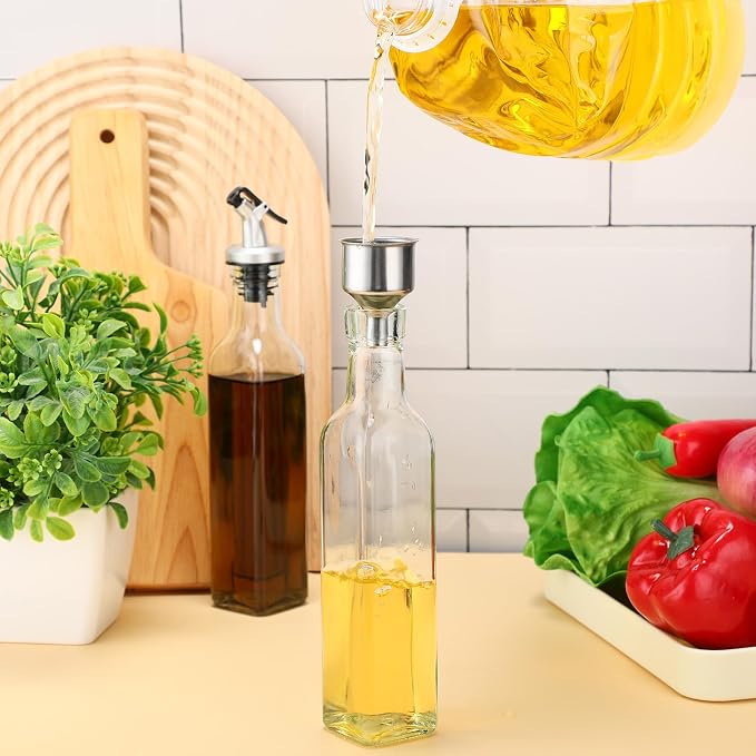Hushee 12 Pcs Clear Glass Olive Oil Dispenser Bottles Sets Include 8oz Glass - Image 5