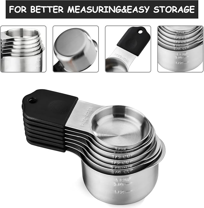 Magnetic Measuring Cups and Spoons Set, N52 Magnetic spoons Nesting Design - Image 2