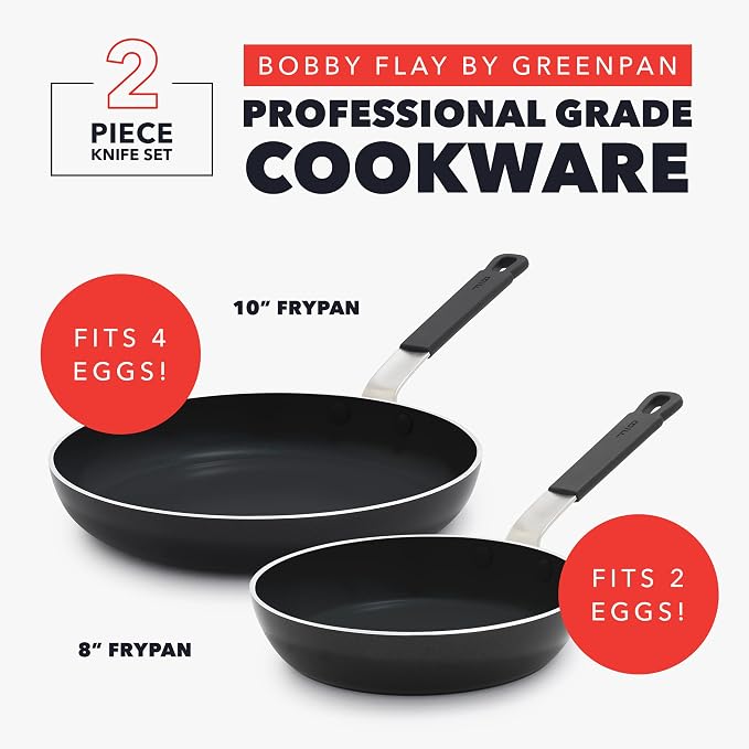 GreenPan x Bobby Flay 2 Piece- 8” and 10” Nonstick Frying Pan Skillet Set - Image 4