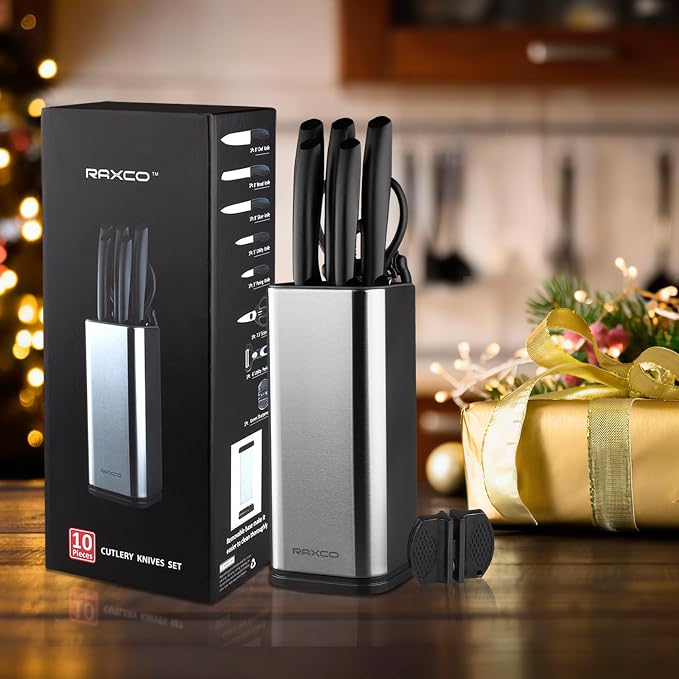 RAXCO Knife Set with Block, 10-Piece Kitchen Knives Stainless Steel, - Image 7