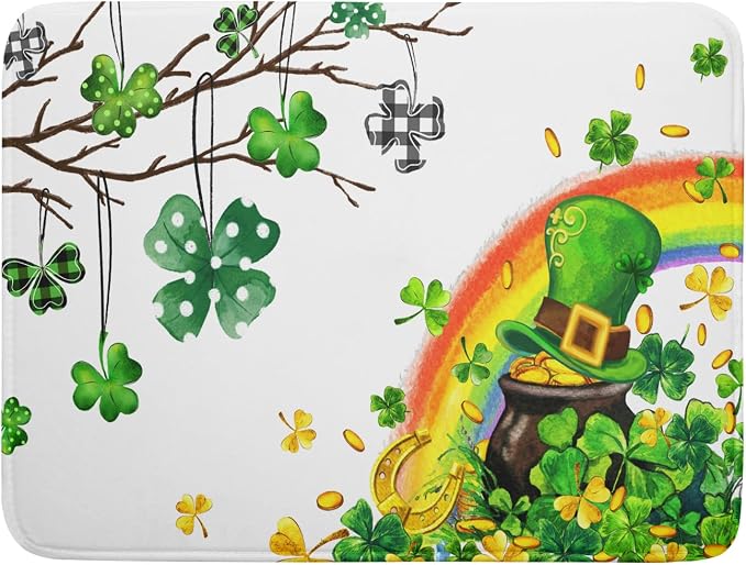 Giwawa St Patrick Dish Drying Mat Large Lucky Clover Tree Shamrock Dish Drainer by Giwawa