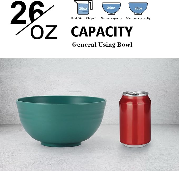 Wrova Wheat Straw Bowl Sets, Microwave and Dishwasher Safe Bowls, Kids Bowl - Image 3
