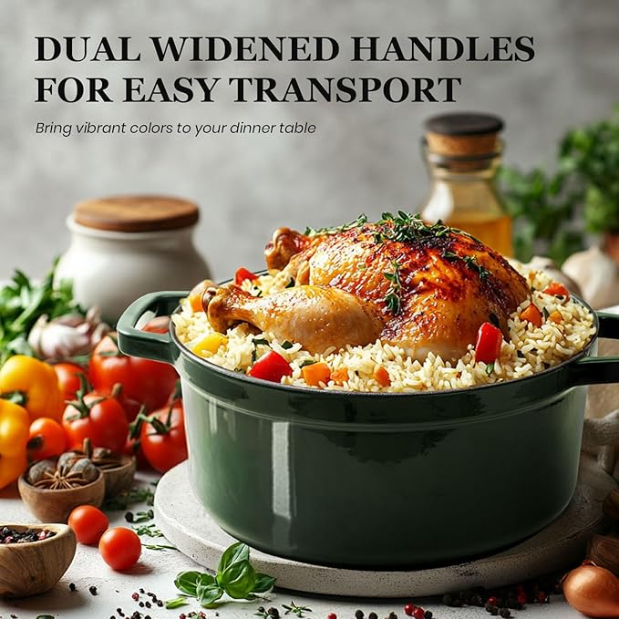 Overmont Enameled Cast Iron Dutch Oven - 5QT Pot - Heavy-Duty Cookware - Image 3