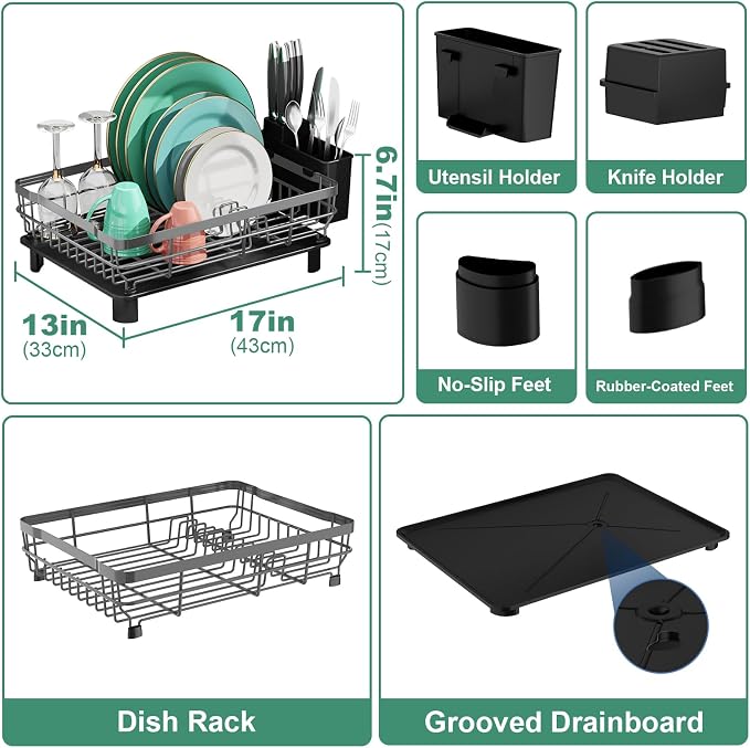 MOUKABAL Dish Drying Rack, Dish Rack, Stainless Steel Dish Racks - Image 2