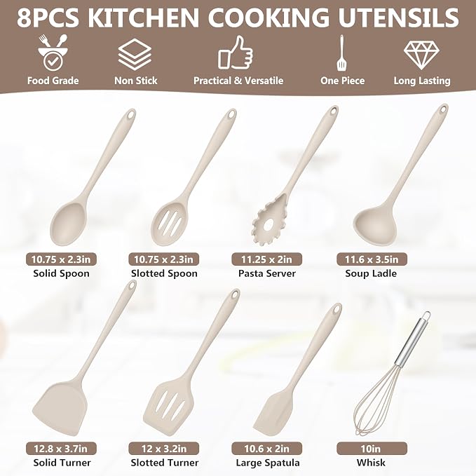 TeamFar 8 PCS Silicone Cooking Utensils - Image 2