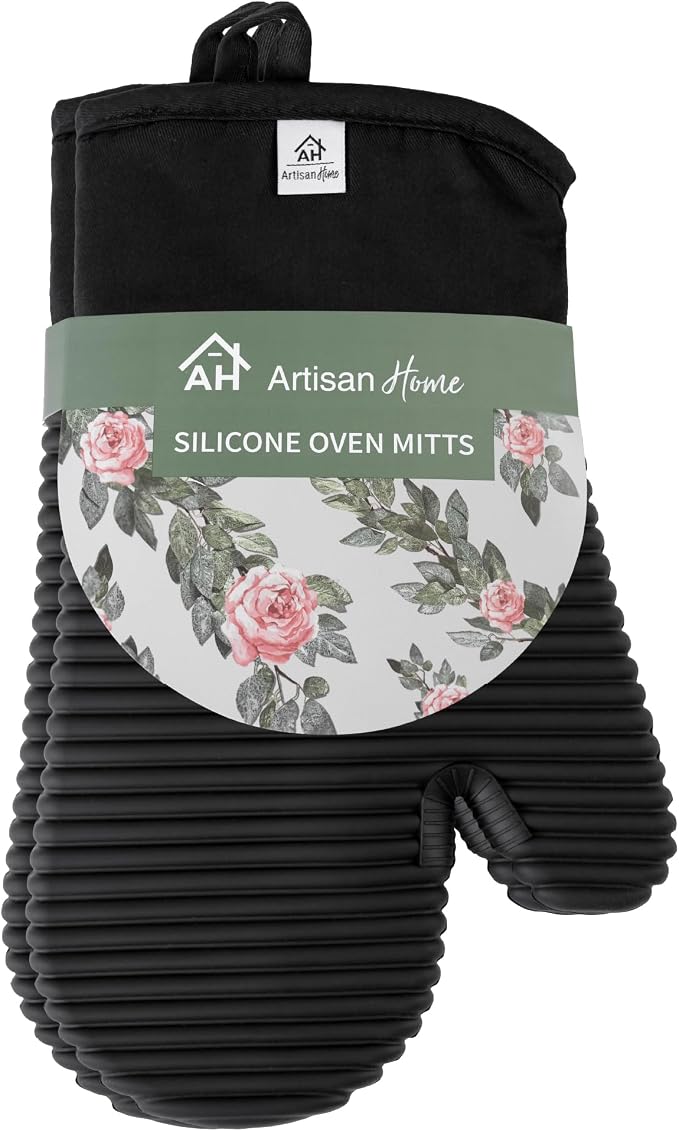 Extra Long Silicone Oven Mitts | Heat Resistant 500°F BPA-Free Food Grade - Image 2