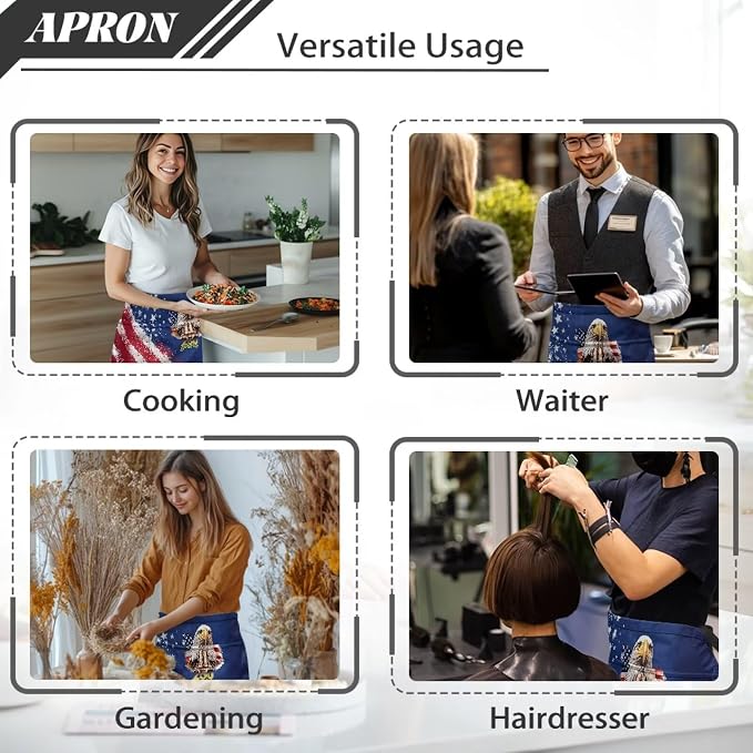 Server Apron with 3 Pockets, Waterproof Oil Waitress Waiter Half Apron - Image 5