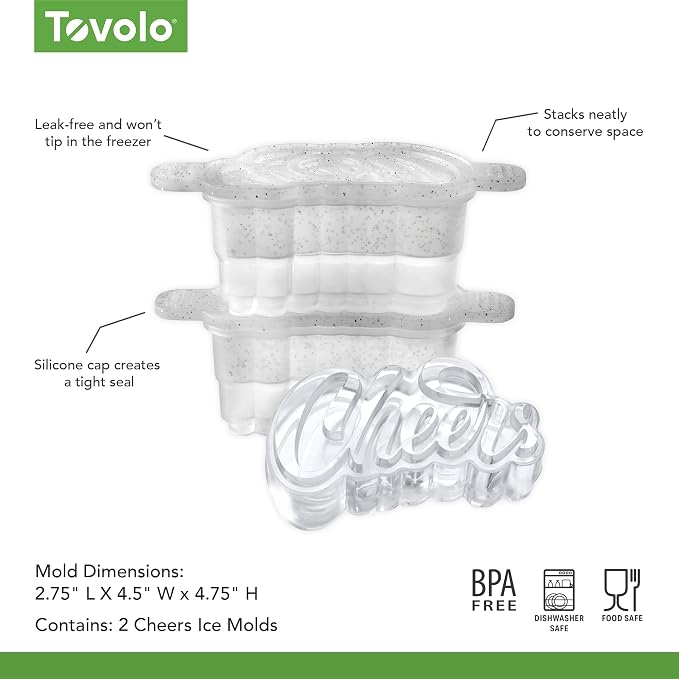 Tovolo Cheers Ice Mold Pack of 2 Craft Ice Cube Molds - Image 6