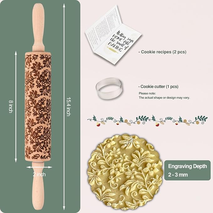 Floral Vine Embossed Rolling Pins - Image 4