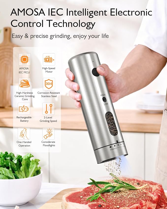Electric Salt and Pepper Grinder Set, Upgraded 2-Speed Setting, External 6 - Image 2