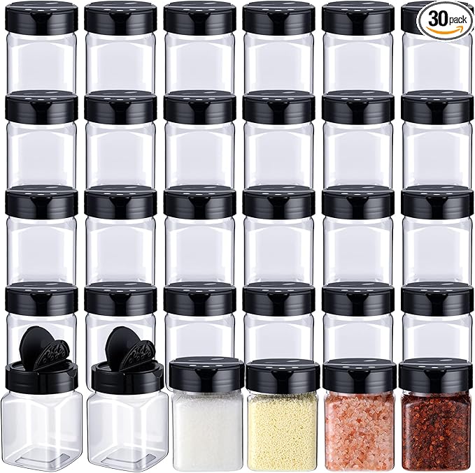 Mimorou 30 Pack Plastic Spice Jars by Mimorou