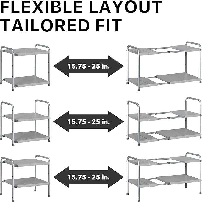 Simple Houseware Under Sink 2-Tier Heavy Duty Expandable Rack Organizer - Image 5