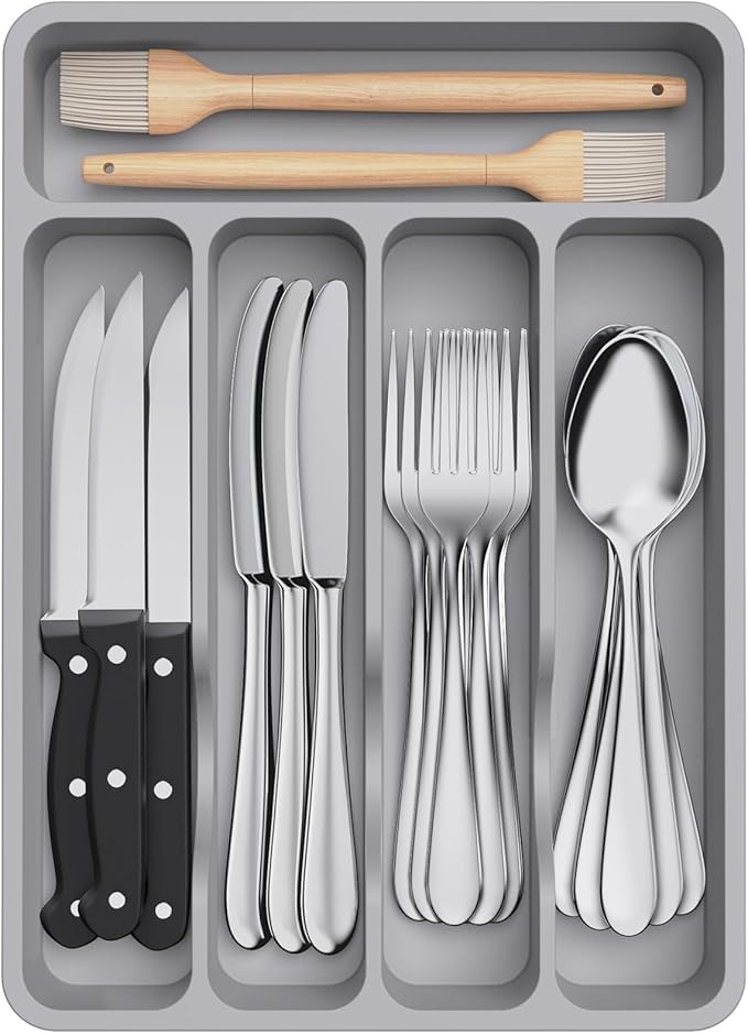 Lifewit Silverware Drawer Organizer Tray, Plastic Cutlery Storage by Lifewit