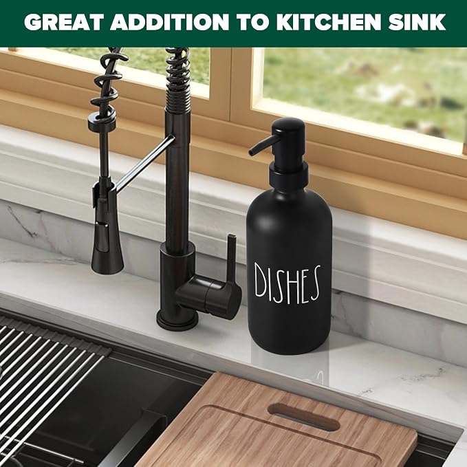 VIMERPA Dish Soap Dispenser, Matte Black Soap Dispenser - Image 4