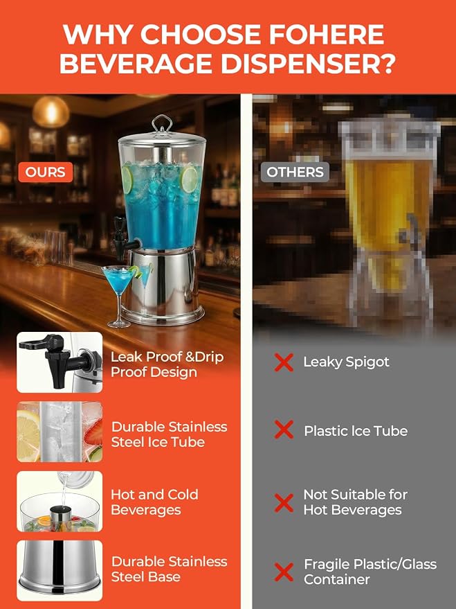 Beverage Dispenser With Stand, Stainless Steel Drink Dispenser - Image 8
