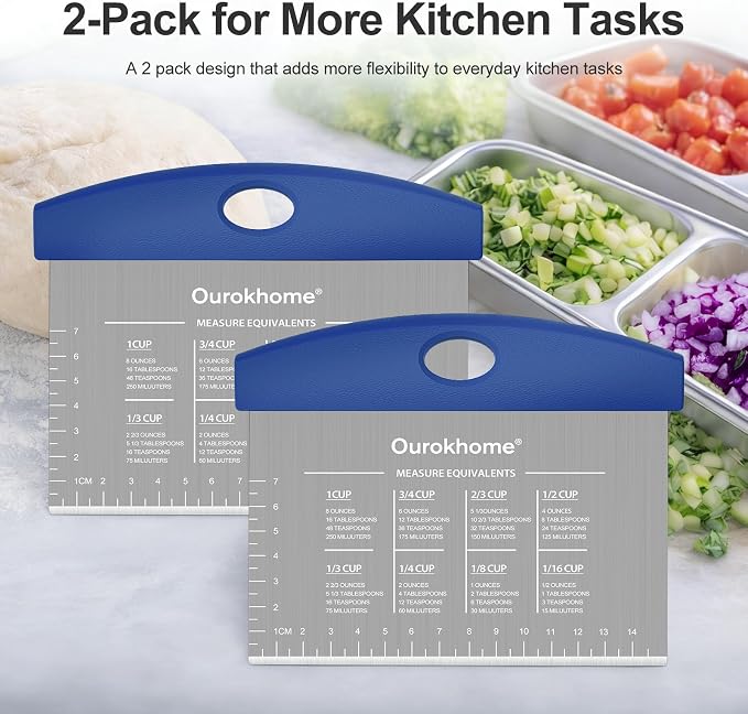 Ourokhome 2 Pack Bench Scraper Dough Cutter, Stainless Steel Dough Scraper - Image 6