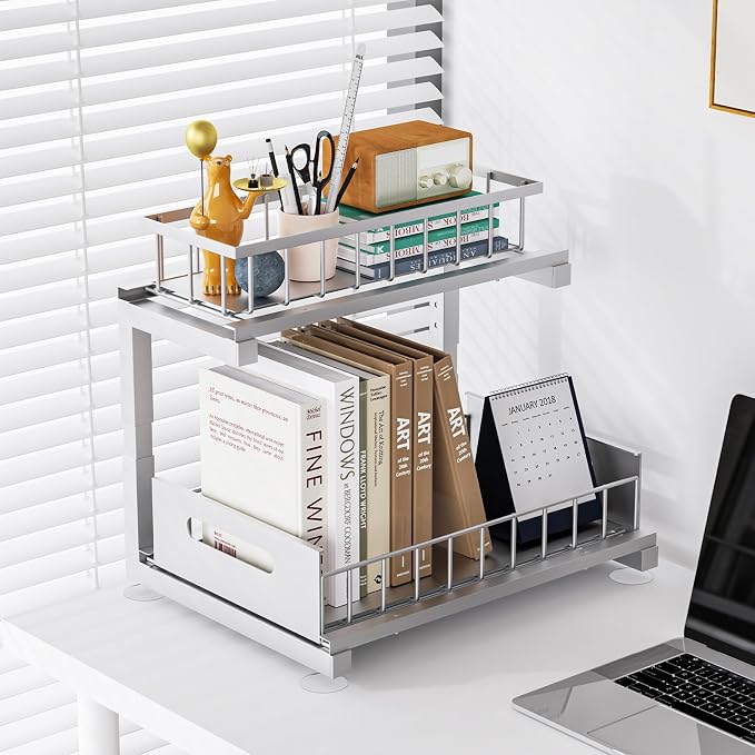 Under Sink Organizer, Heavy Duty Metal Pull Out Cabinet Organizer Slide Out - Image 8