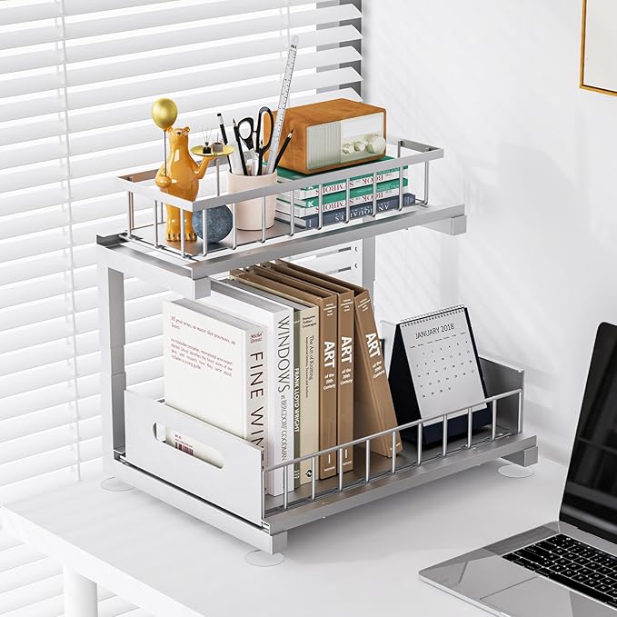 Under Sink Organizer, Heavy Duty Metal Pull Out Cabinet Organizer Slide Out - Image 6