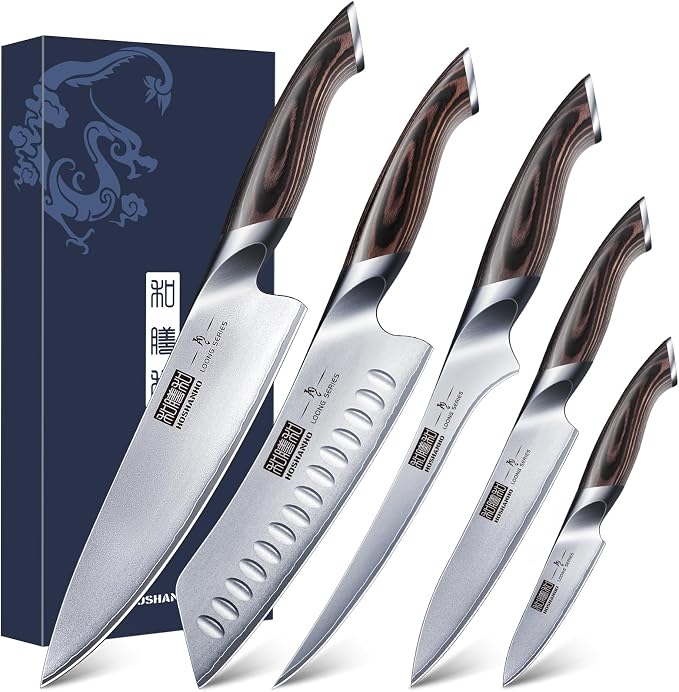 HOSHANHO 5 Pieces Knife Set, Japanese High Carbon Stainless Steel Kitchen Knife by HOSHANHO