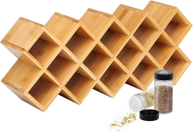 Phyllia Bamboo Spice Rack Organizer 4-Tier Countertop Organiser, Criss-Cross - Image 2