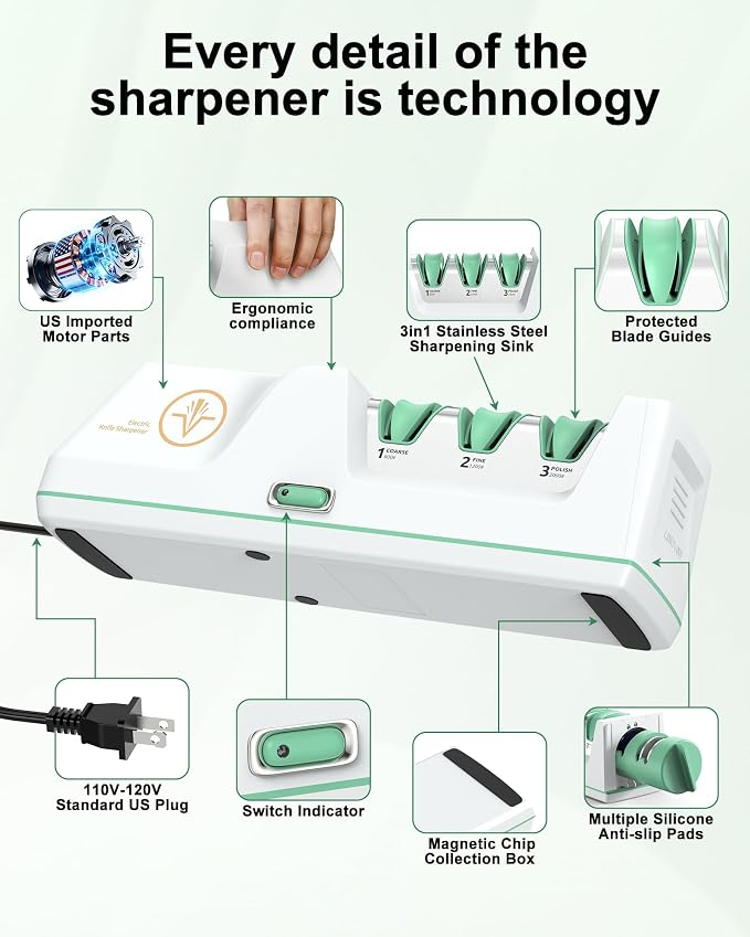Electric Knife Sharpener with Replaceable Sharpening Head Easy to Change - Image 4