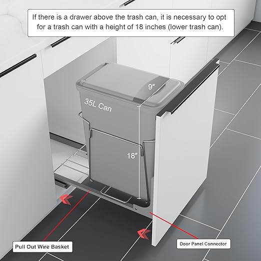 Dowell B15 Aluminum Base Wastebasket Pullout - Image 6