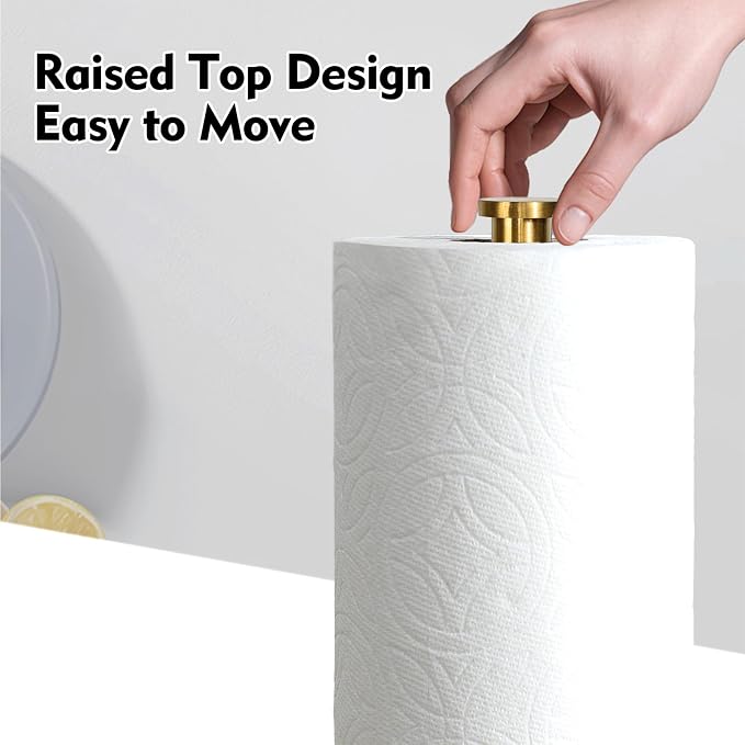 YIGII Marble Base Paper Towel Holder Countertop, Standing Paper Towel Holder - Image 3