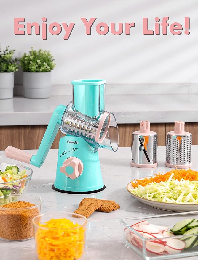 Geedel Rotary Cheese Grater, Kitchen Mandoline Vegetable Slicer - Image 8