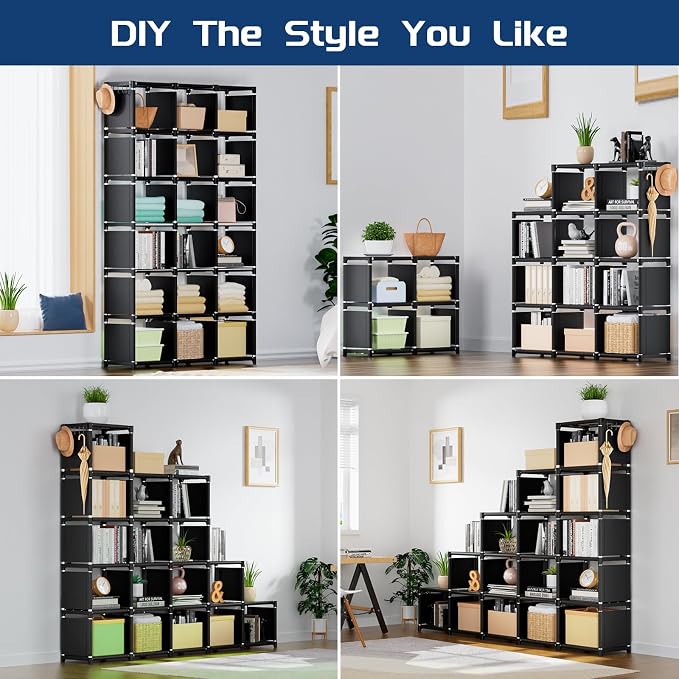 Mavivegue Book Shelf, 18 Cube Storage Organizer, DIY Bookcase, Metal Cube - Image 3