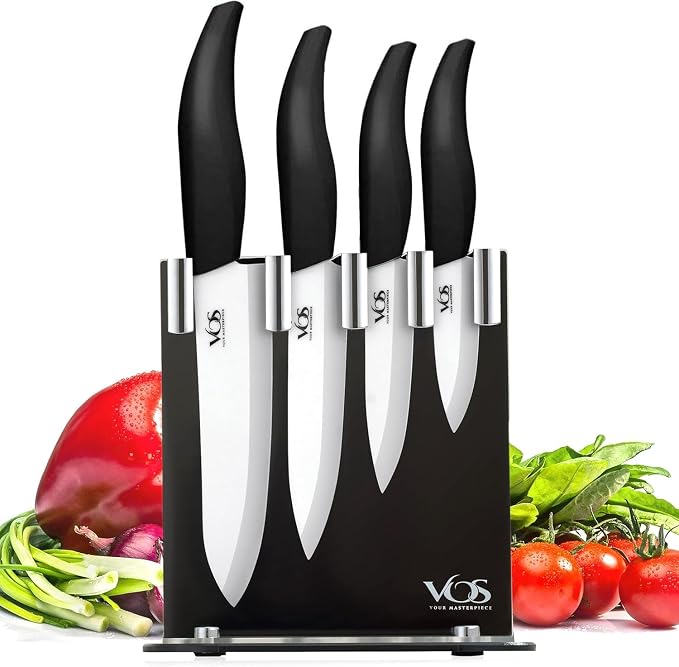 Vos Ceramic Knife Set with Block, Ceramic Knives Set by Vos