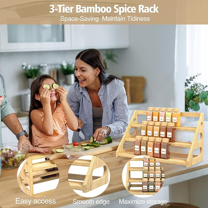 Spice Rack - Bamboo Wood Spice Rack Organization - Image 4