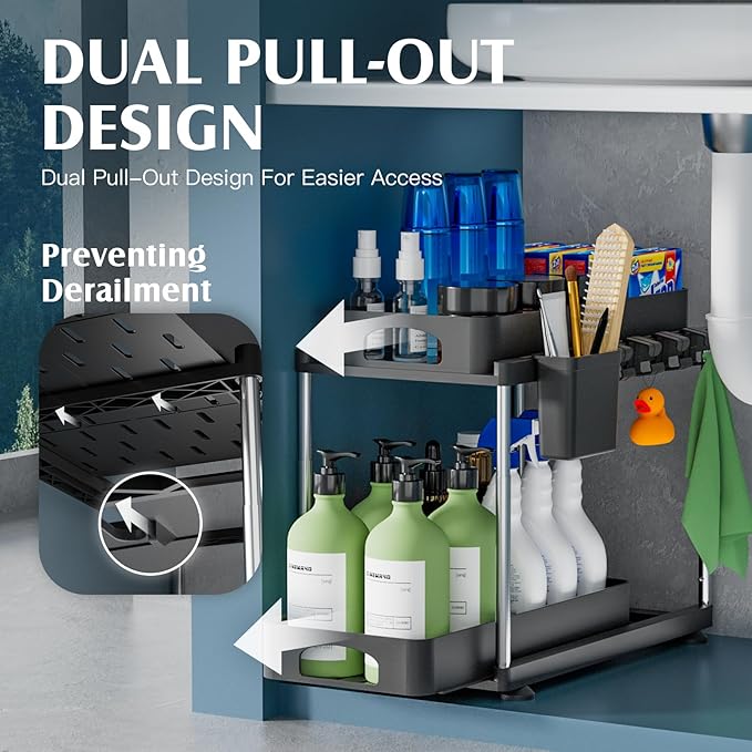 VERIFOST 2 Pack Under Sink Organizer, 2 Tier Under Sink Organizers and Storage - Image 3