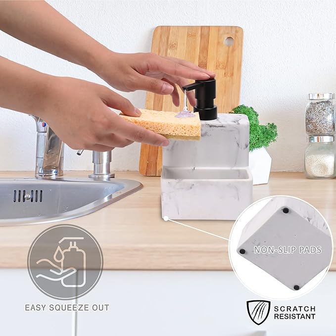 zccz Soap Dispenser with Sponge Holder, Liquid Hand and Dish Soap Dispenser - Image 4