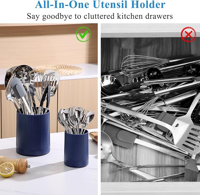 Kyraton Cooking Utensils Holder 2pcs, 360° Rotating Heavy Duty Plastic Kitchen - Image 7