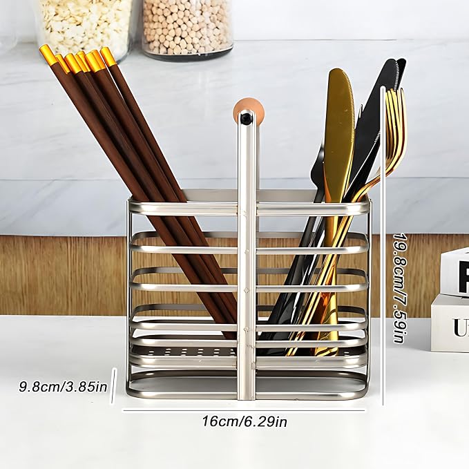 Caliamary Utensil Holder, Stainless Small Stainless Steel Cutlery Drainer Caddy - Image 7