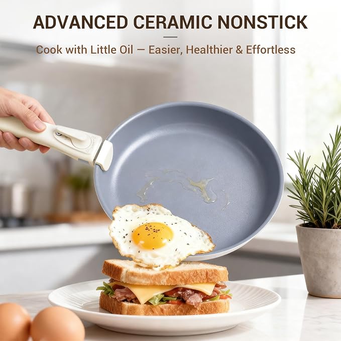 Ammeloo 18-Piece Ceramic Pots and Pans Set Non Stick, Non Toxic Cookware Set - Image 3