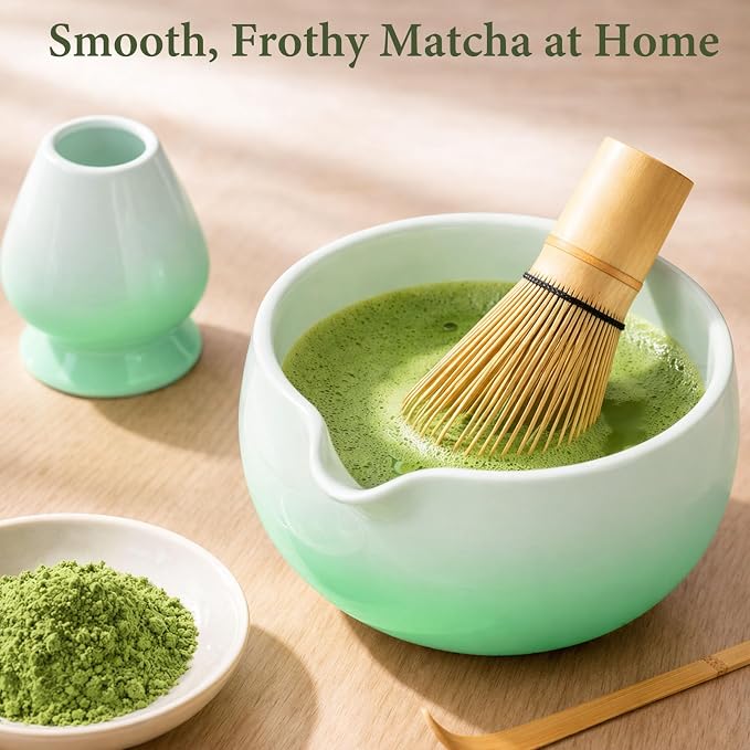 Matcha Whisk Set, Ceramic Matcha Set Includes Bowl & Holder, Bamboo Whisk - Image 3