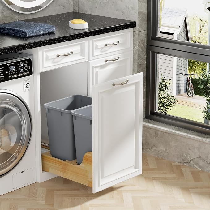ROOMTEC 35QT Kitchen Trash Can, Lightweight and Sturdy Slim Trash Can, - Image 9