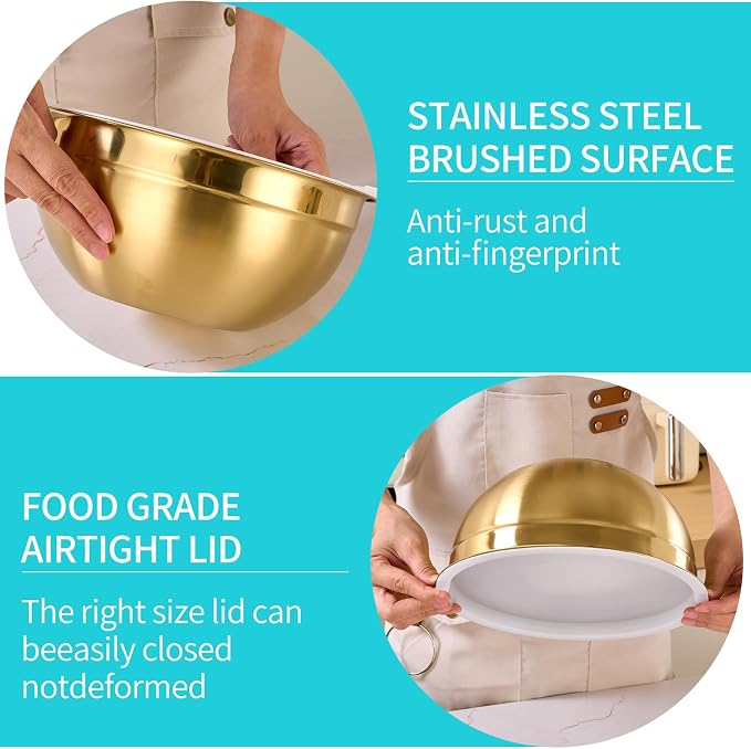 6 Piece Gold Mixing Bowls Set - Image 4