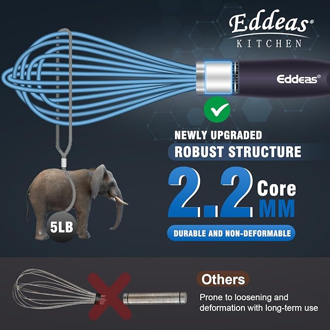 Eddeas Silicone Whisk, 500°F Heat Resistant Non Scratch Coated Whisks - Image 7