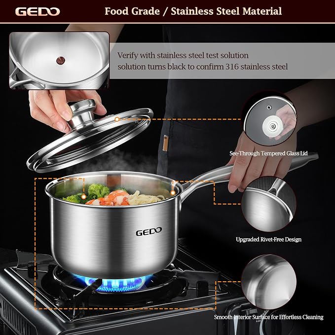 GEDO Food-Grade 316L Stainless Steel Sauce Pan - Image 4