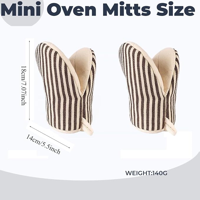 1 Pair Mini Oven Mitts, High Heat Resistant Oven Gloves, Kitchen Short Oven Mit - Image 3