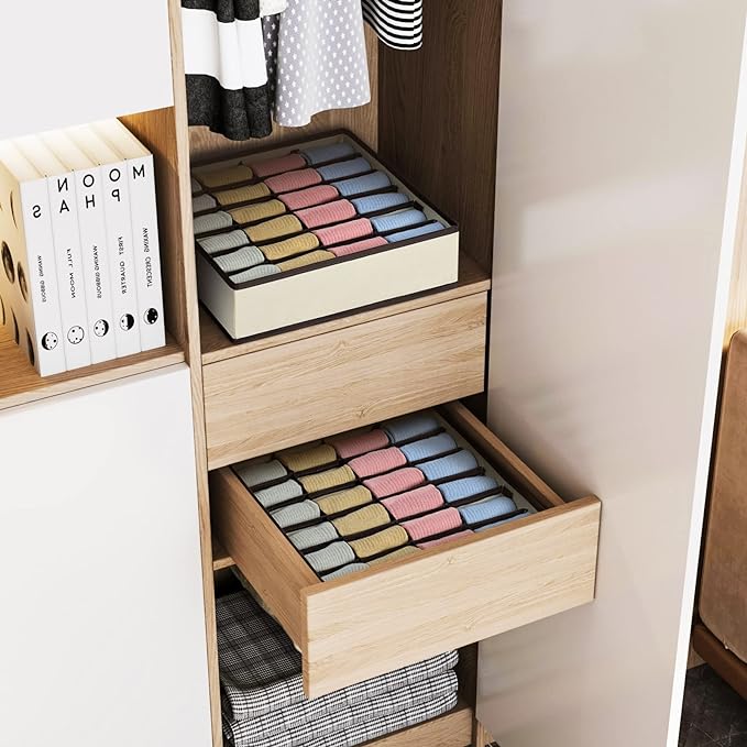 Joyoldelf Drawer Organizer 2 Packs, 24 Cell Collapsible Closet Cabinet Storage - Image 3