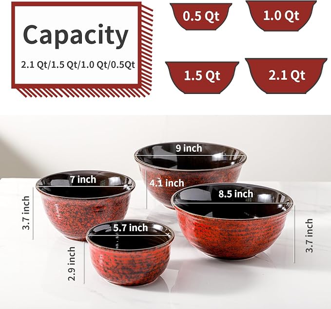 HASENSE Mixing Bowls, 2.1/1.5/1.0/0.5 Qt, Nesting Bowls - Image 5