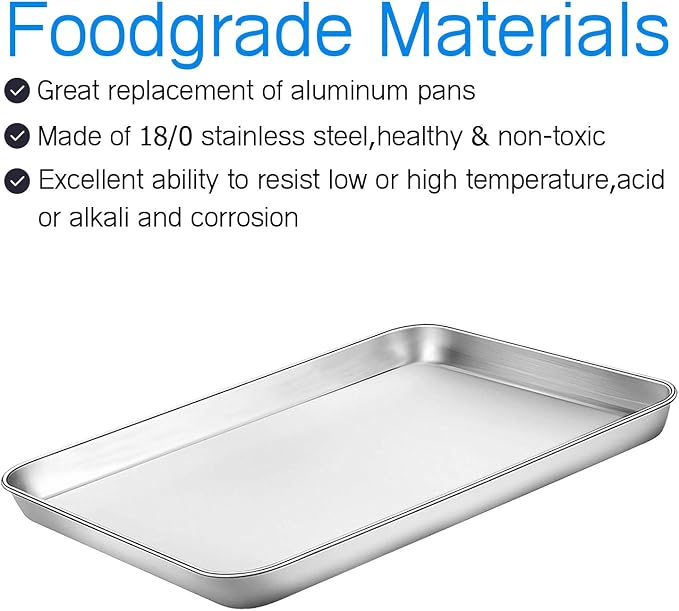 Cookie Sheet Baking Sheet, Bastwe Stainless Steel Bakeware Oven Tray, 16 inch - Image 2