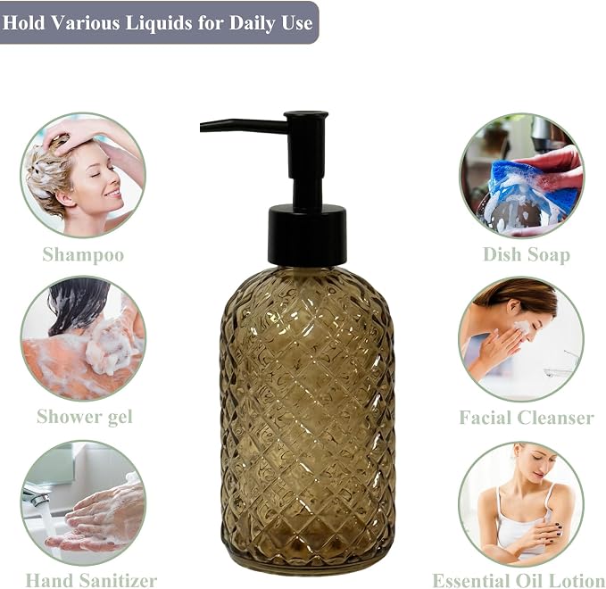 Brown Glass Dish Soap Dispenser - Image 5