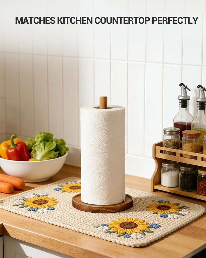 NESAPTO Paper Towel Holder Countertop, Wooden Standing Paper Towel Roll Stand - Image 7